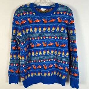 Crewcuts Blue Wool Sweater with Fox and Snowman Design (Youth) 16